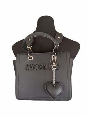 LUP 6 Madden NYC Black Satchel Handbag With Heart Charm